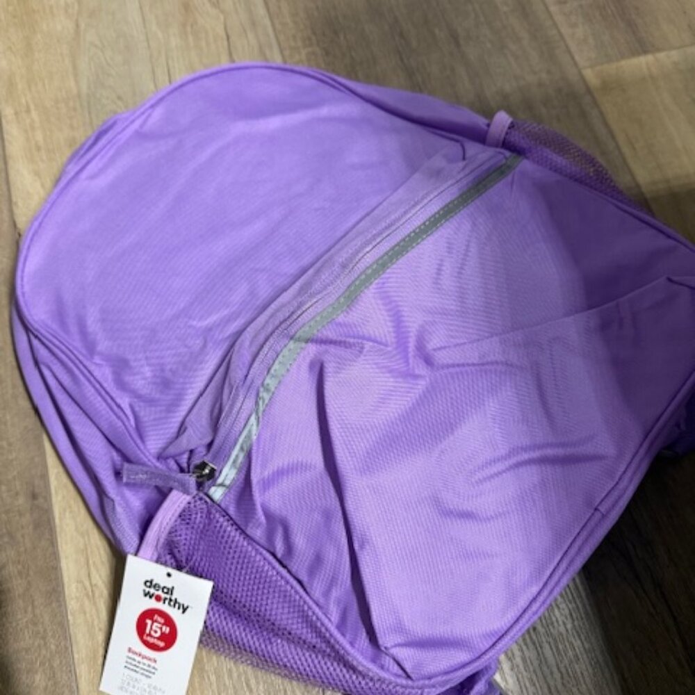NEW Deal Worthy Purple/Lavender Backpack 17" x 12"